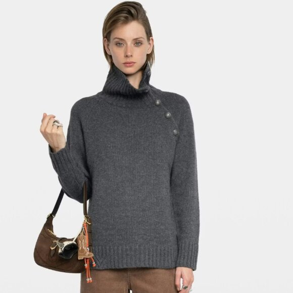 Zadig & Voltaire Mora 100% Cashmere Sweater grey small